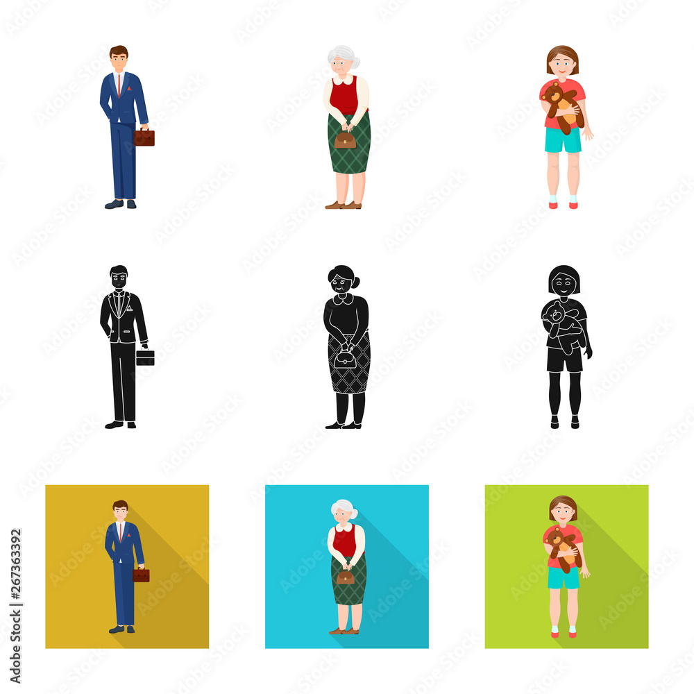 Vector design of character and avatar  icon. Set of character and portrait stock symbol for web.
