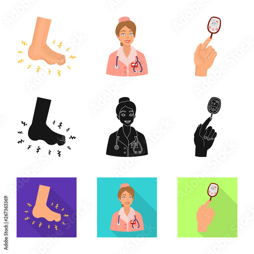 Vector design of diet and treatment  sign. Collection of diet and medicine vector icon for stock.