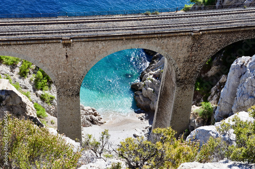 Fototapeta viaduc ferroviaire sur la côte bleu, Marseille