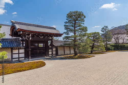 Zen garden in Tenryuji temple in Arashiyama, Kyoto, Japan photo