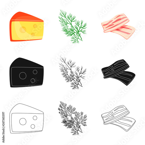Vector illustration of taste and product icon. Set of taste and cooking stock symbol for web.