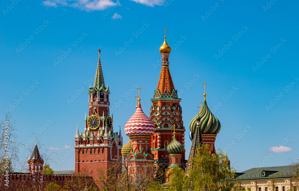 Sights of Moscow. Kremlin and St Basil cathedral