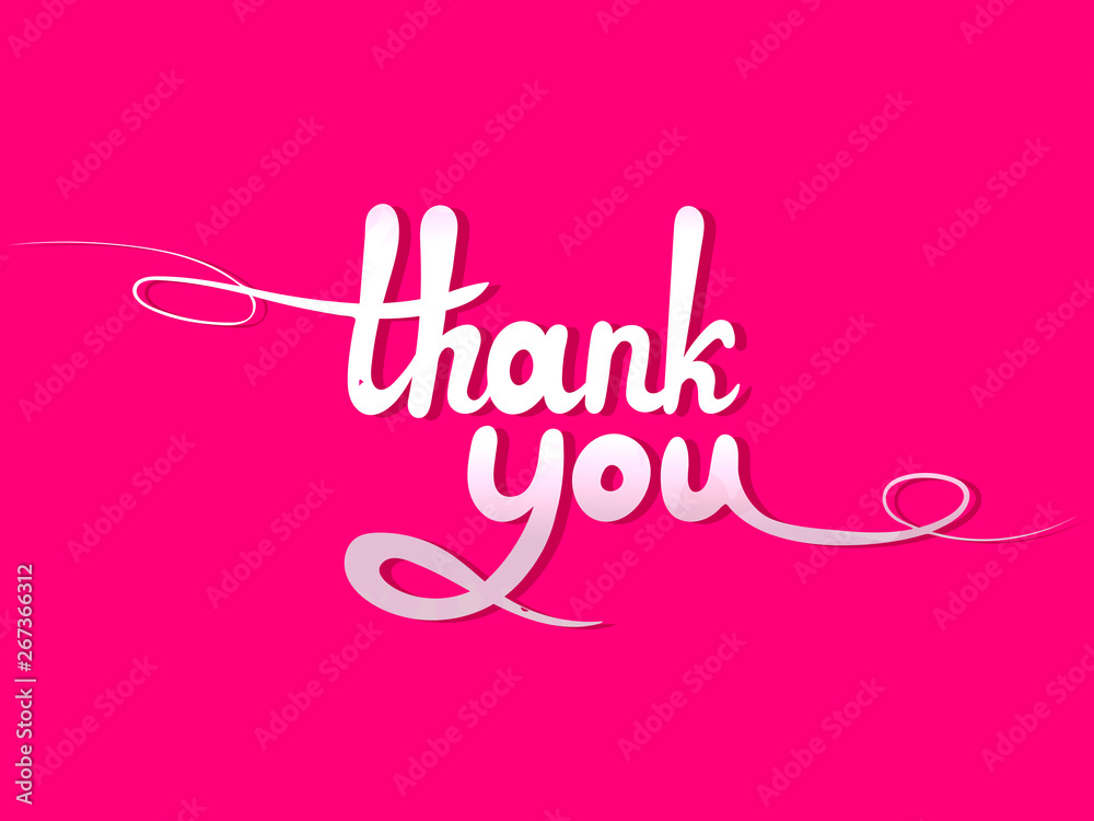 Vector Lettering: Thank You, White Design Element on Pink Background.