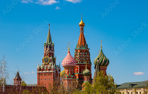 Sights of Moscow. Kremlin and St Basil cathedral