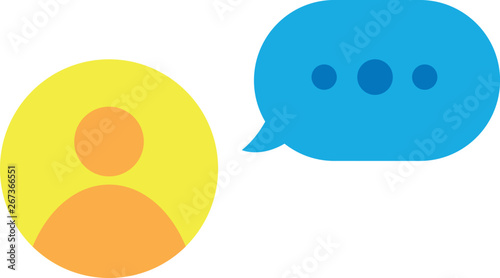 Chatting icon, symbol, web app and profile icon. Flat style. Interface design element. Vector  on white background.