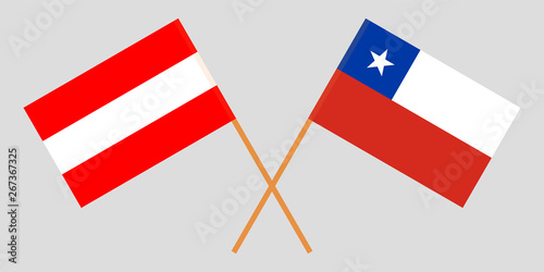 Chile and Austria. The Chilean and Austrian flags. Official colors. Correct proportion. Vector