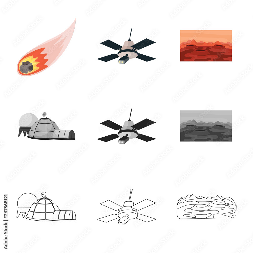 Isolated object of astronomy and technology icon. Collection of astronomy and sky stock symbol for web. Isolated object of astronomy and technology icon. Collection of astronomy and sky stock symbol for web.