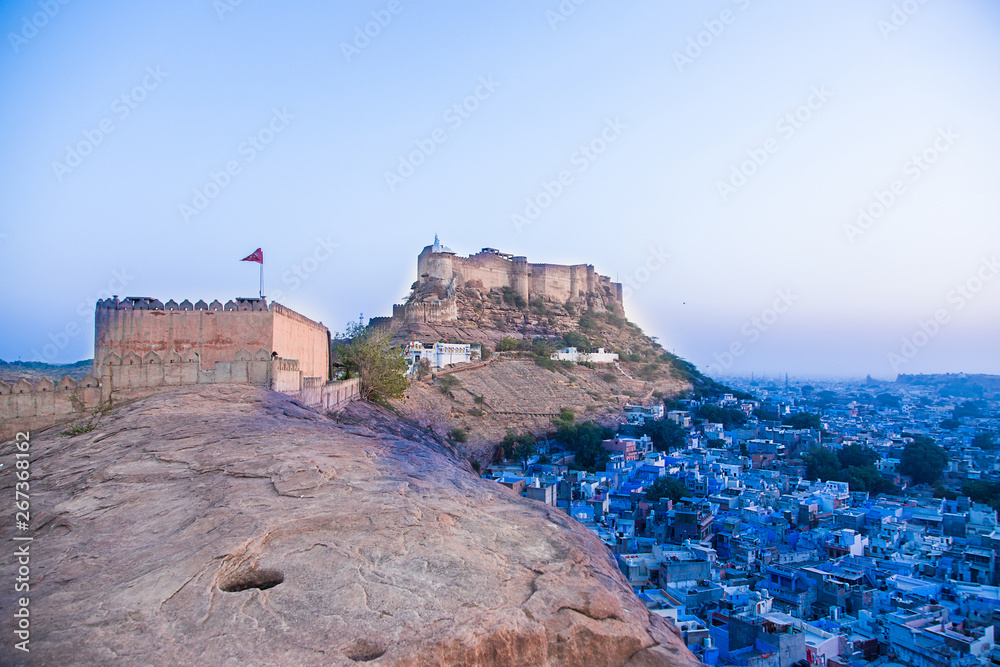Mehrangarh Fort in Jodhpur. Rajasthan, India ,  Blue City,  Holidays and vacations, Travel trip, Tourism. Cityscape. Background