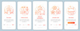 Food service onboarding mobile app page screen with linear concepts