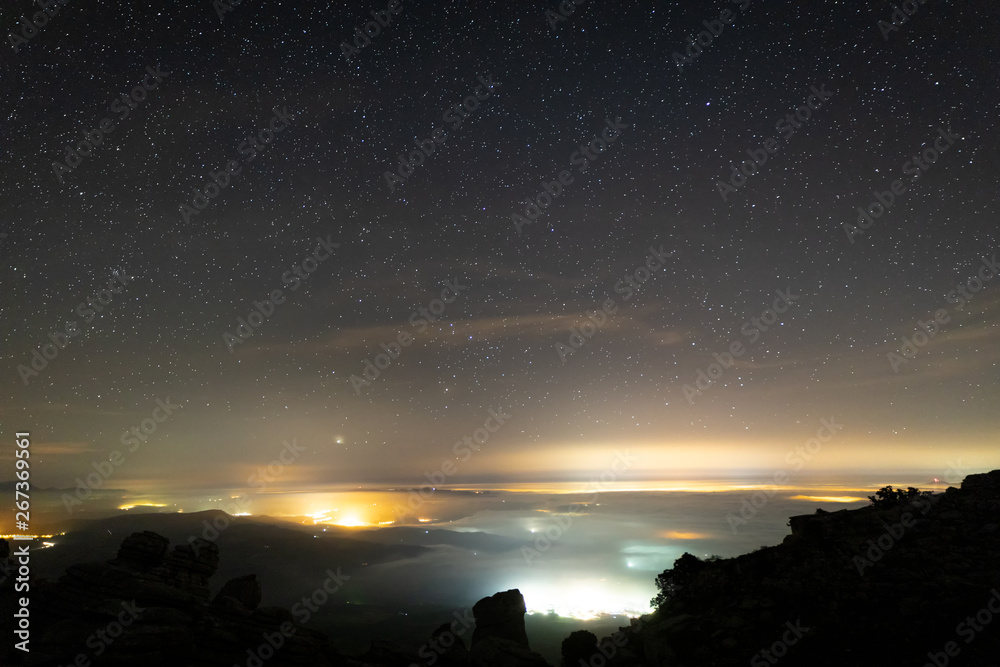 Night landscape from the torcal natural park. Antequera. Andalucia. Spain. Night landscape from the torcal natural park. Antequera. Andalucia. Spain.