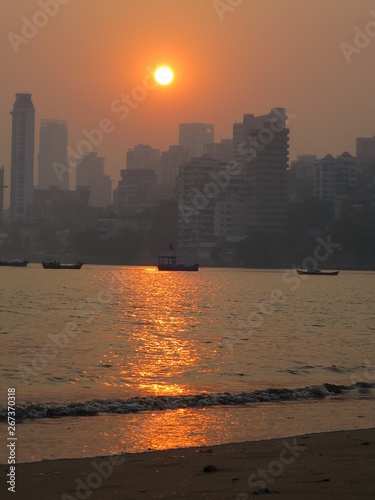Mumbai during sunset on the beach © Katerina