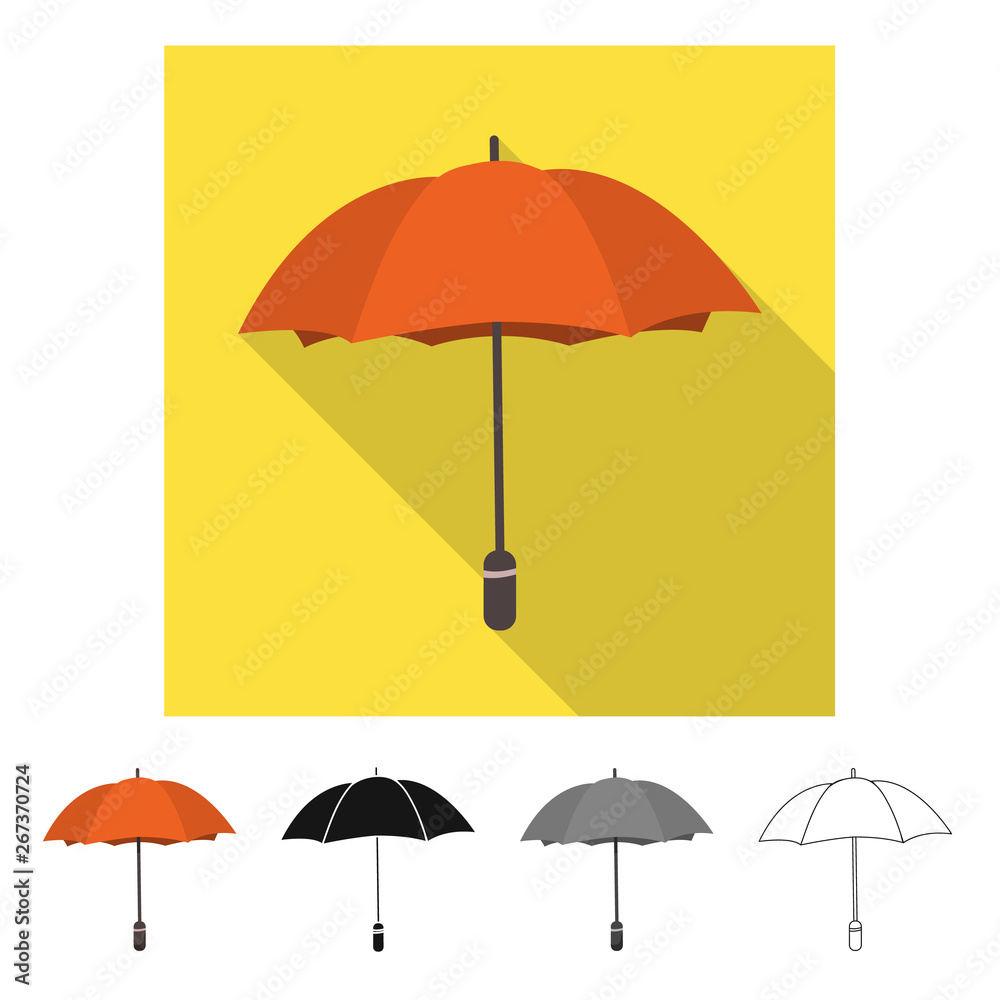 Vector design of parasol and water logo. Set of parasol and yellow stock symbol for web.