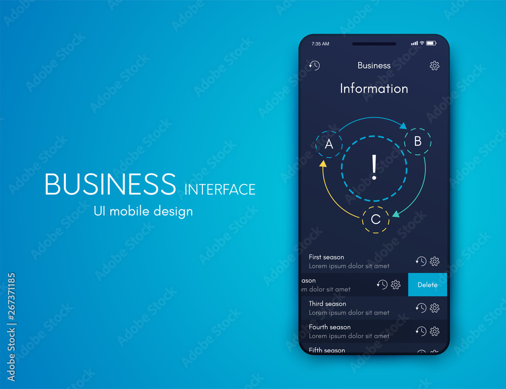 Fototapeta premium Mobile phone application for analytics. stock vector