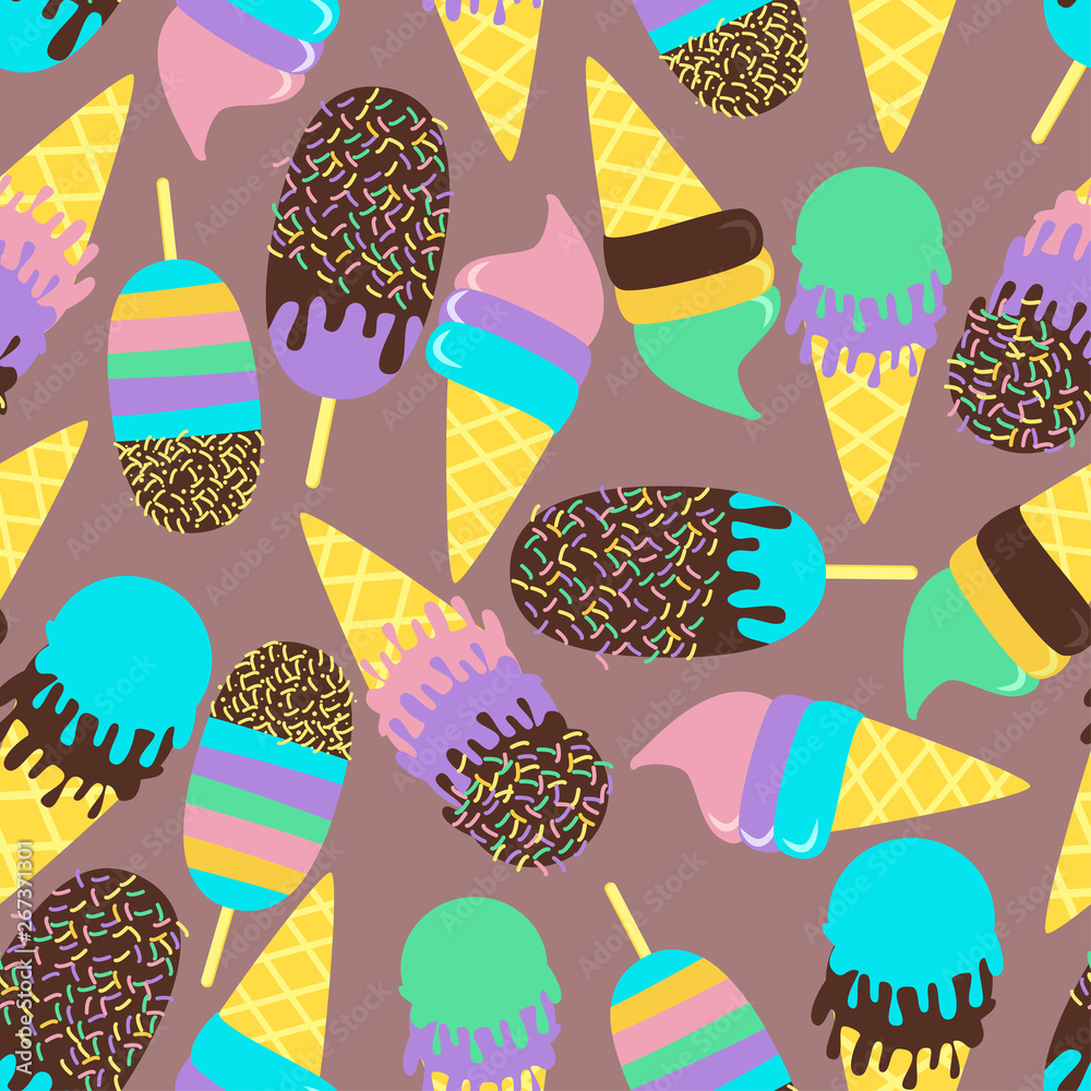 seamless pattern with sweet ice cream in chocolate - vector illustration, eps seamless pattern with sweet ice cream in chocolate - vector illustration, eps