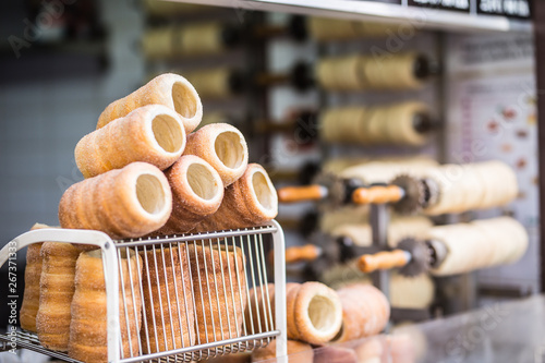 Photography Trdelnik traditional czech slovak or hungarian sweet rolled pasrtry