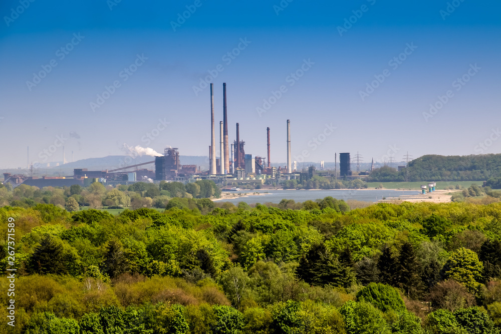 Panorama view, Ruhr Area, Germany, Duisburg, Industrial Building