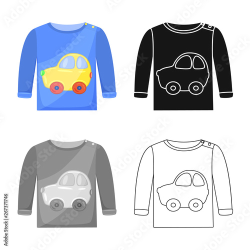 Vector illustration of raglan and waistcoat sign. Set of raglan and boys stock symbol for web.