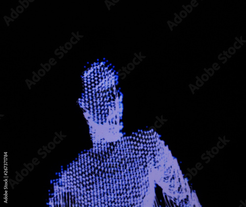 3D human figure in polygonal mesh.