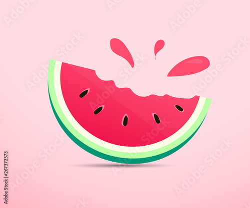 Vector of Watermelon with smooth color tone of red, green and pink. Creative and Modern design in EPS10 vector illustration.  photo
