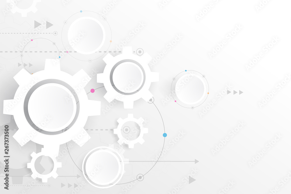 Grey white Abstract technology background with Various technology elements. Creative Clean Background design in EPS10 Vector illustration.