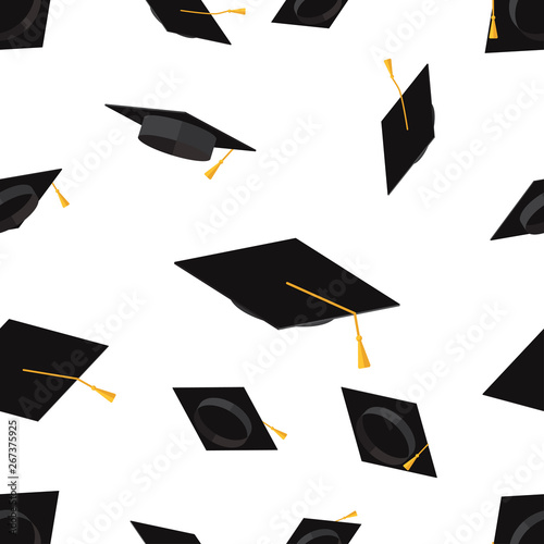 seamless pattern with academic graduation cups Vector flat illustration