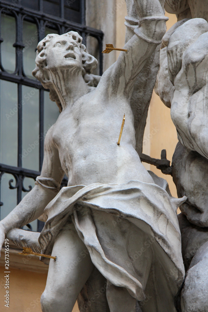 baroque statue (holy sebastian) in vienna (austria) 