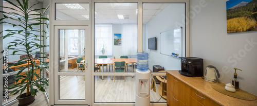 View of the meeting room through the glass wall.