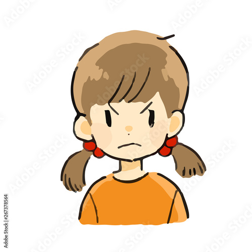 表情　女の子　怒る