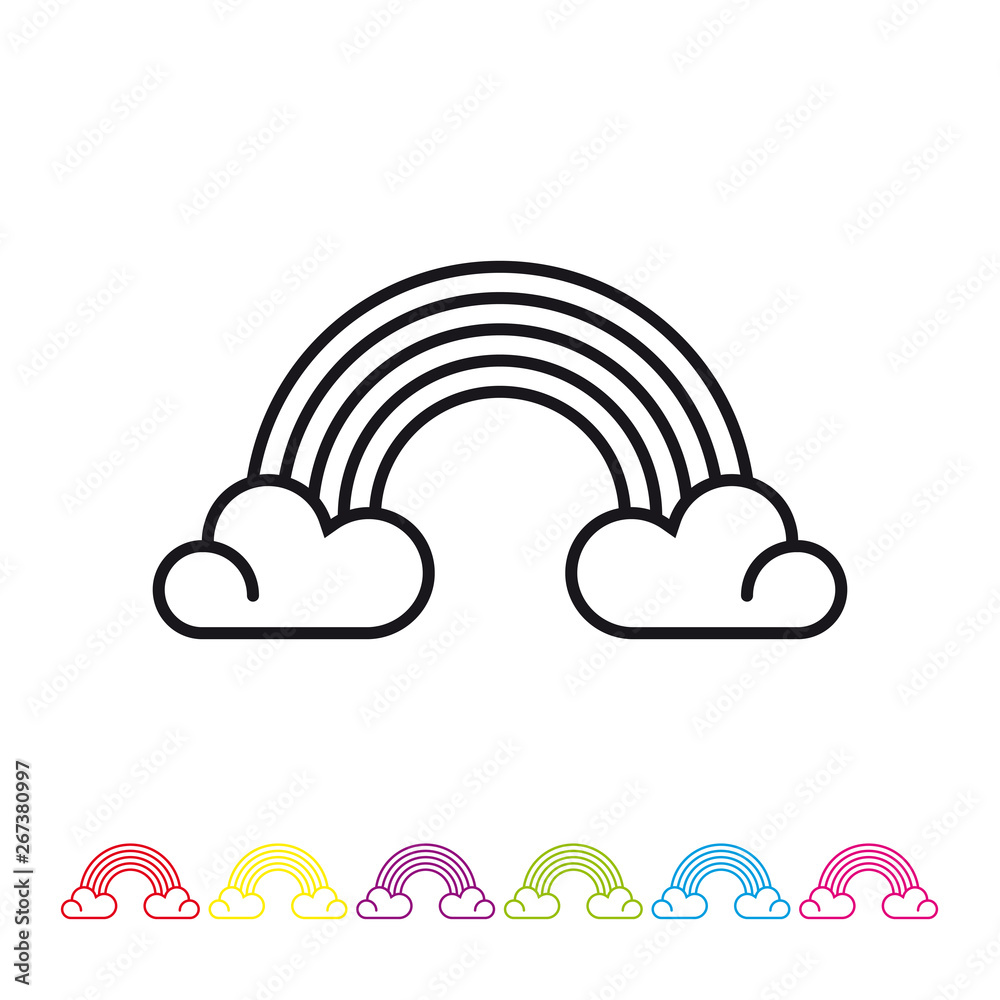 Hippie spirit rainbow line icon vector Hippie spirit rainbow line icon vector