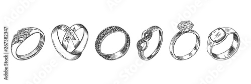 Different isolated jewelry rings set photo