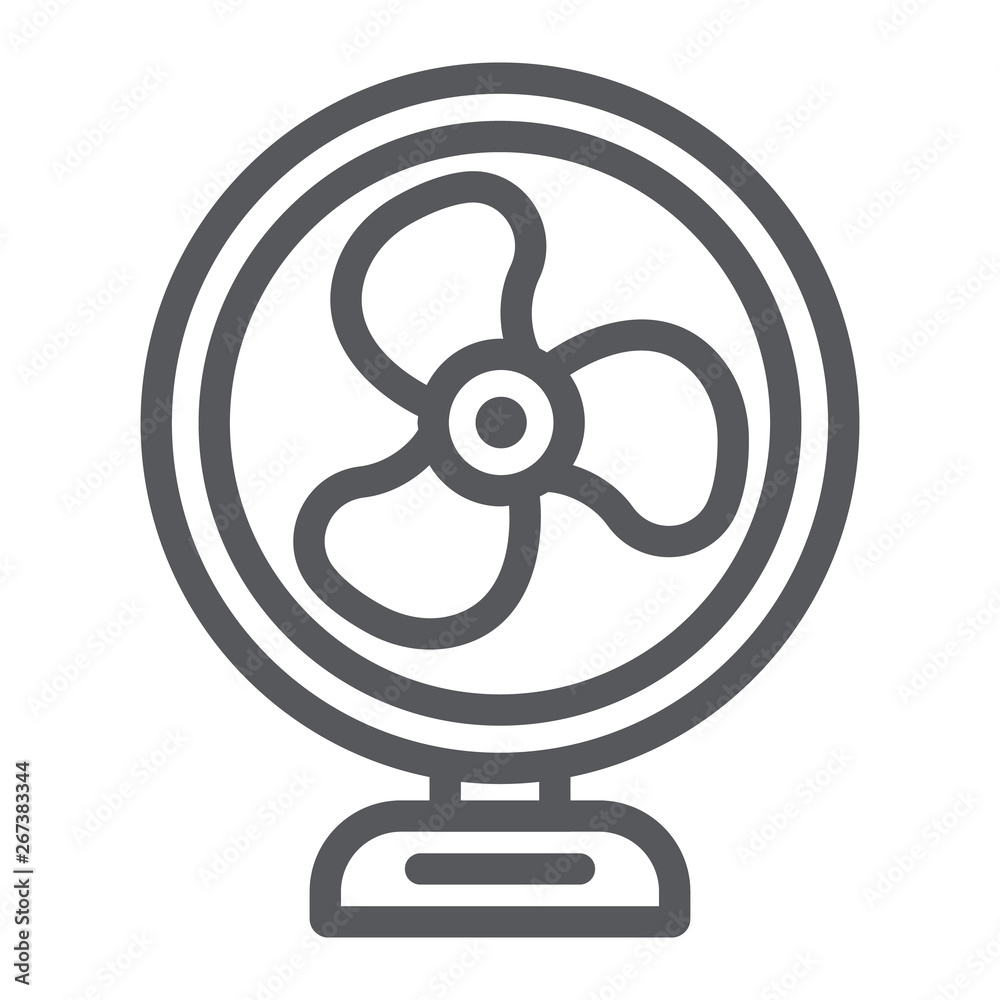 Table fan line icon, propeller and electric, air cooler sign, vector graphics, a linear pattern on a white background. Table fan line icon, propeller and electric, air cooler sign, vector graphics, a linear pattern on a white background.