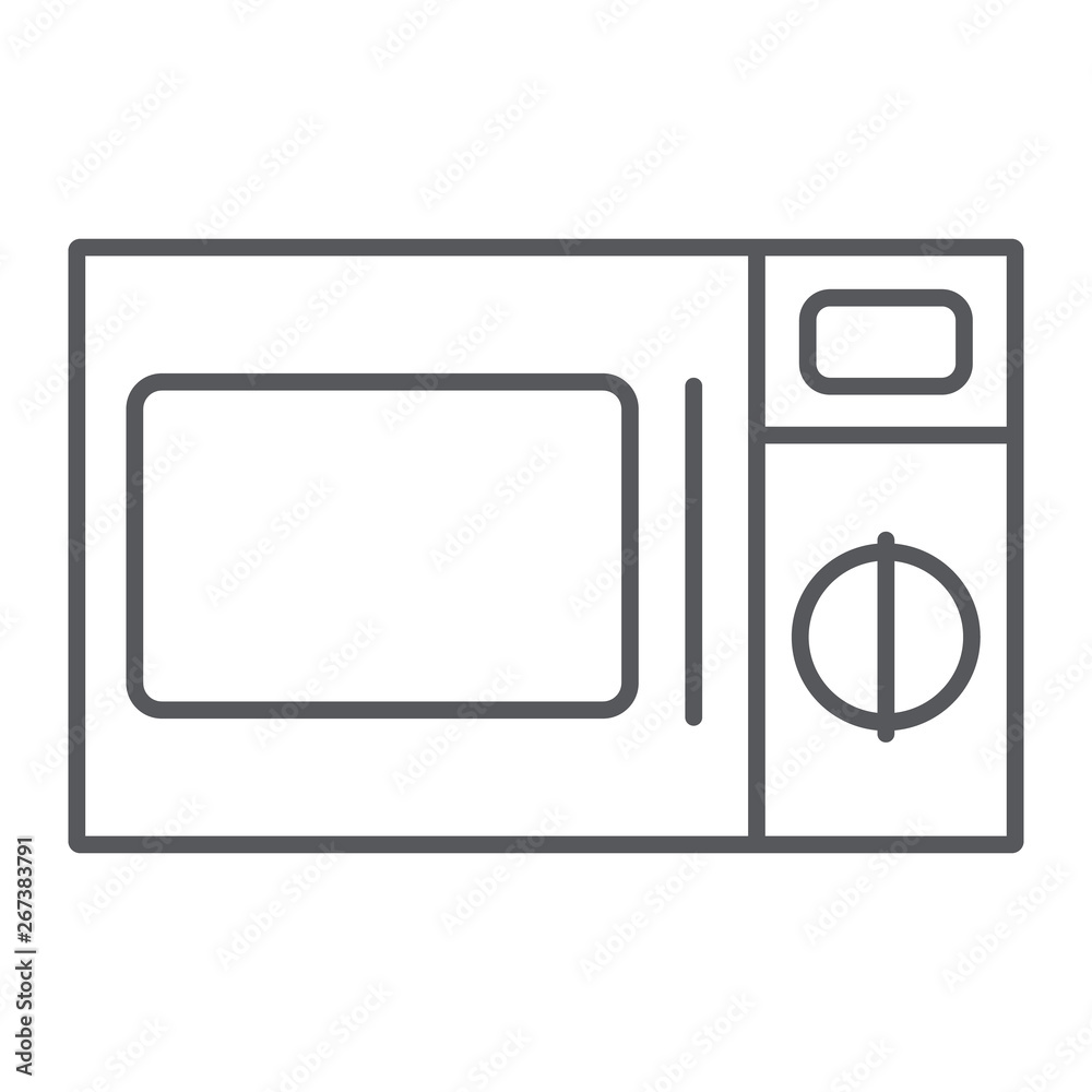 Microwave thin line icon, cooker and electronic, oven sign, vector graphics, a linear pattern on a white background. Microwave thin line icon, cooker and electronic, oven sign, vector graphics, a linear pattern on a white background.