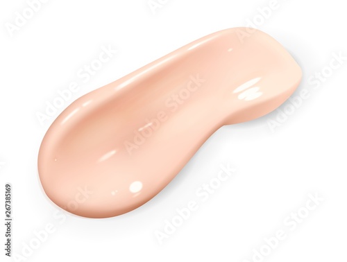 Cream swatch. Cosmetic bronze smear and concealer tone foundat for skincare makeup isolated vector beige texture