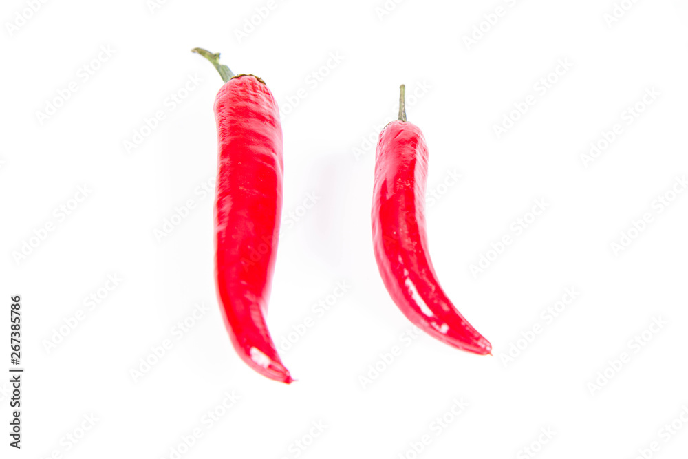 Fresh Chili peppers on a white background