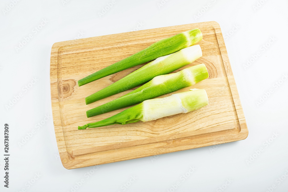 Fresh aquatic vegetables simmered on white background Fresh aquatic vegetables simmered on white background