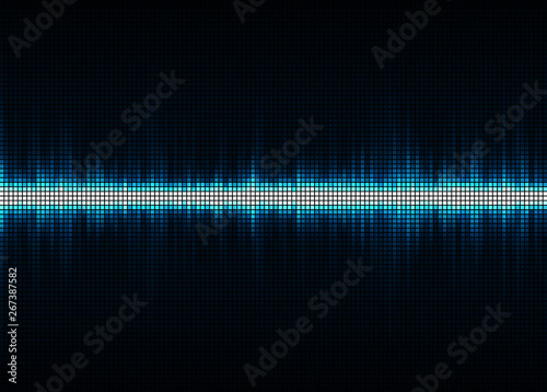 Sound wave vector background. Blue digital equalizer
