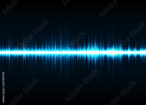 Sound wave vector background. Blue digital equalizer