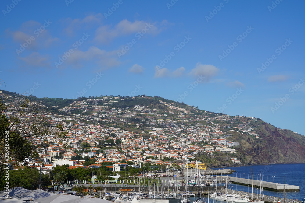 Funchal in Madeira city view in a sunny summer day