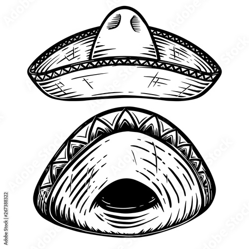 Set of illustration of mexican sombrero. Design element for poster, t shirt, emblem, sign.