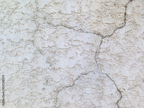 vintage concrete wall with cracks, painted white, background stock texture