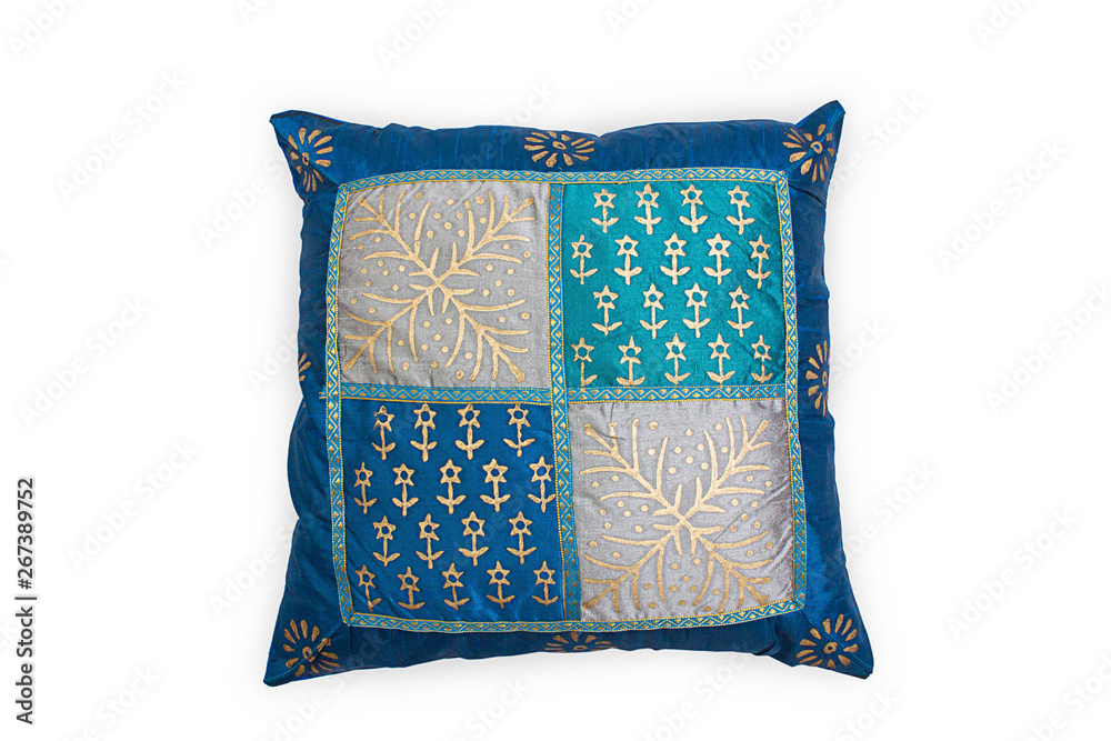 Obraz premium Square pattern cotton cushion cover isolated on white background