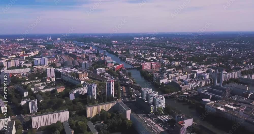 Wide Aerial Pan Over Berlin, High Angle With Copy Space Wide Aerial Pan Over Berlin, High Angle With Copy Space