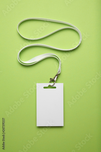 Blank badge, Name Tag mockup isolated on green background.