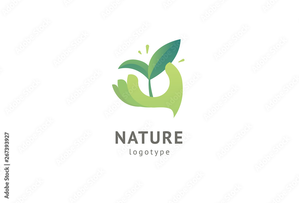 Abstract nature logo icon vector design. Healthy eco food, ecology, spa, diet, yoga, Environment day vector logo. Happy people with leaf logo. Fitness, sport web icon.