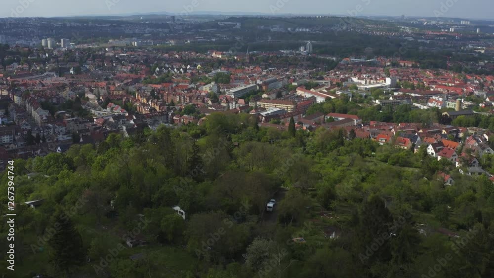 Ascending from the hill in stuttgart behind the woods Ascending from the hill in stuttgart behind the woods
