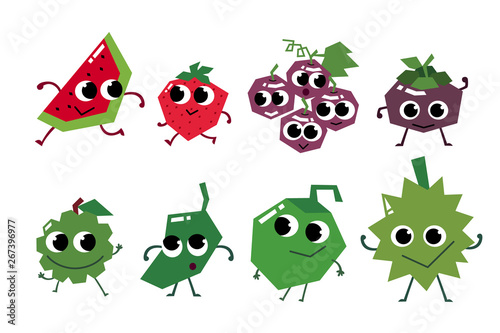 Fruit characters in flat design. Asia fruit. © yutthaphan