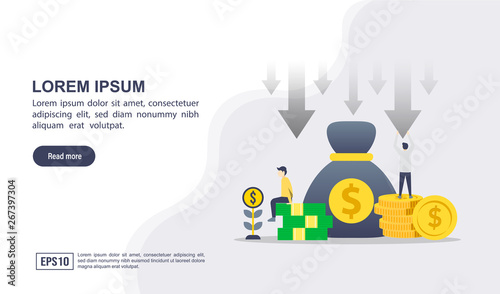 Vector illustration concept of cost reduction with character. Modern illustration conceptual for banner  flyer  promotion  marketing material  online advertising  business presentation