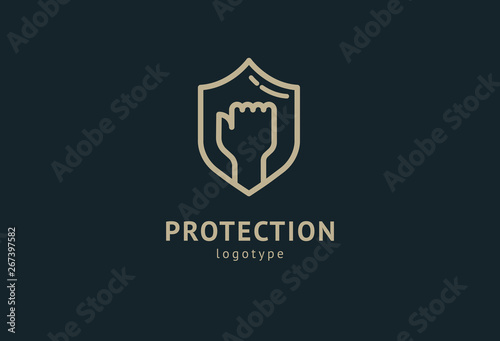 Shield icon. Vector flat style illustration Abstract business security Agency logo template. Logo concept of antivirus  protection  insurance  privacy  guard.