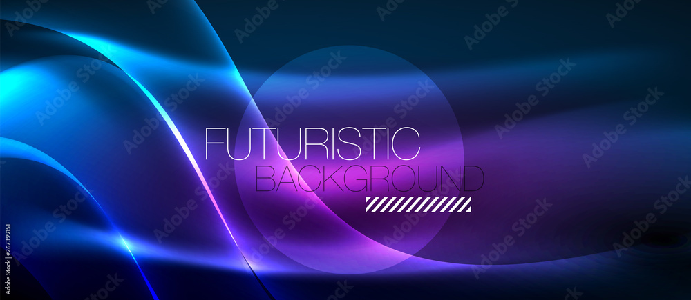 Glowing abstract wave on dark, shiny motion, magic space light. Techno abstract background Glowing abstract wave on dark, shiny motion, magic space light. Techno abstract background