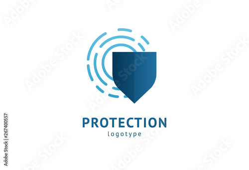 Shield icon. Vector flat style illustration Abstract business security Agency logo template. Logo concept of antivirus, protection, insurance, privacy, guard.